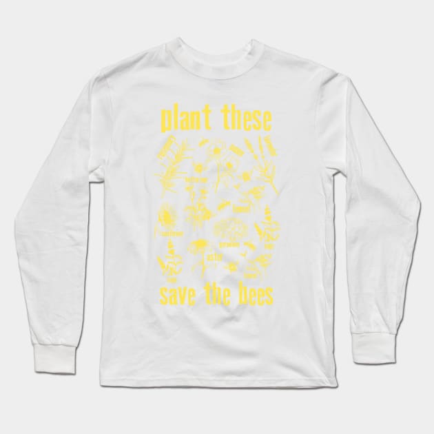 Plant and Save The Bees Long Sleeve T-Shirt by avshirtnation